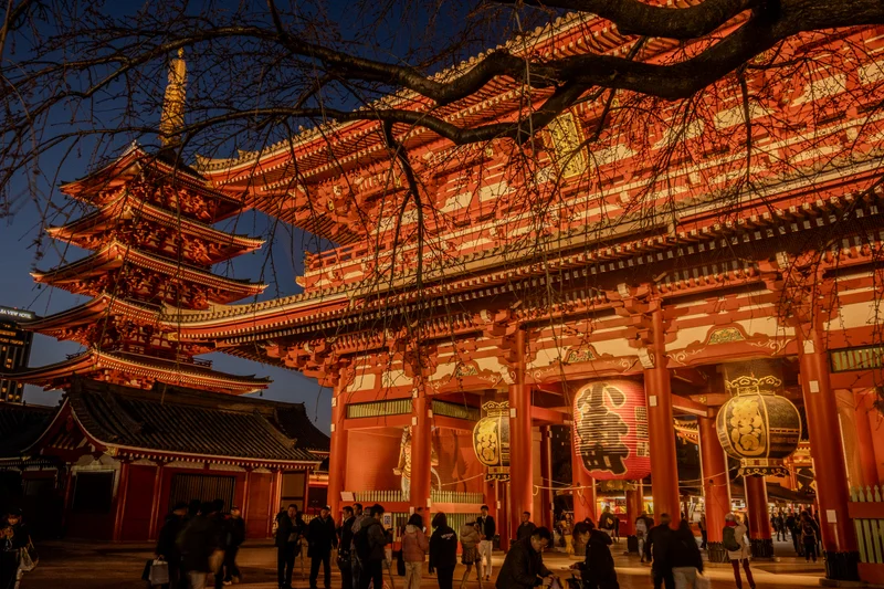 Hōzōmon Gate at Night